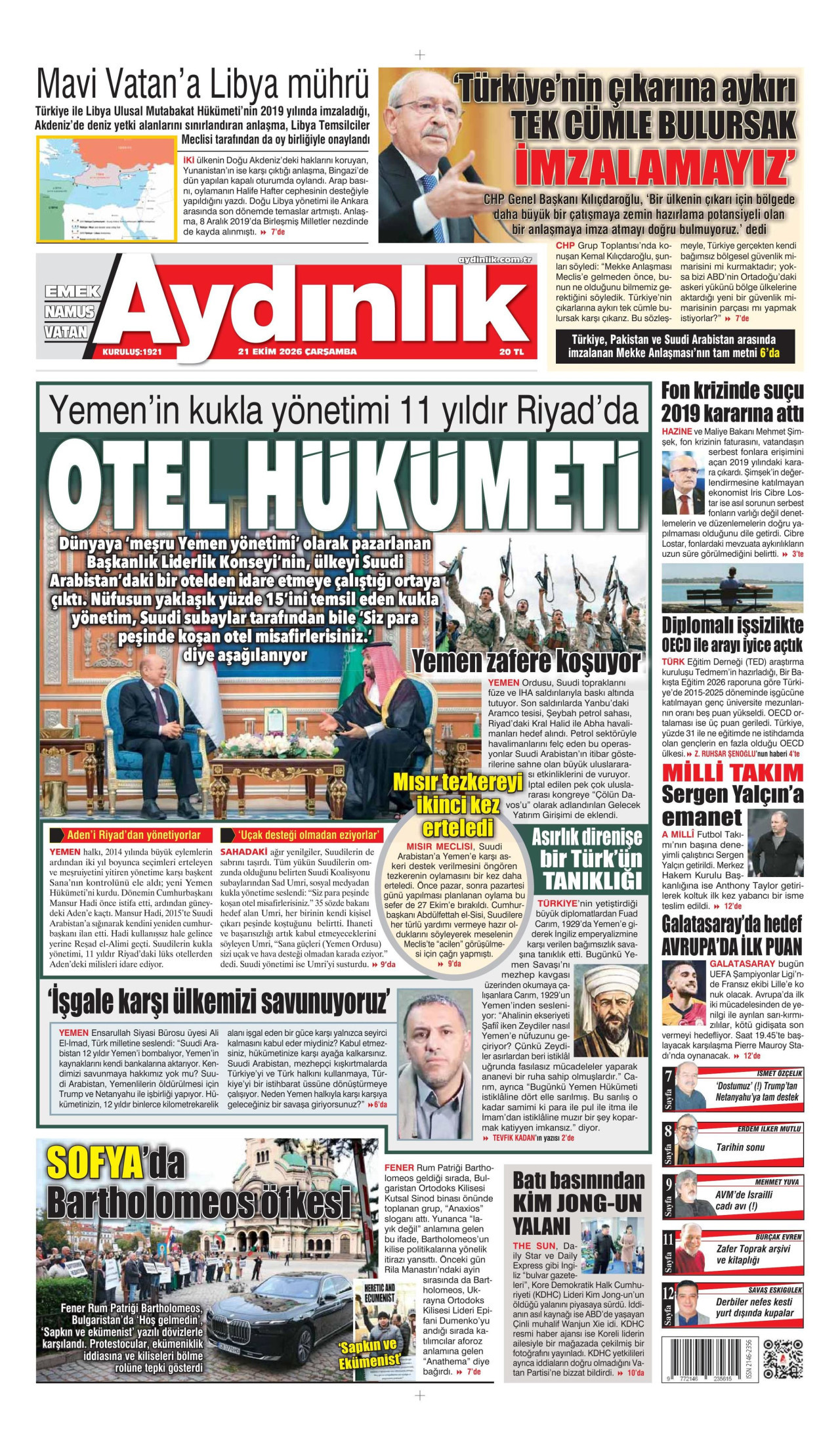 Aydınlık Gazetesi Gazetesi gazetesi manşeti