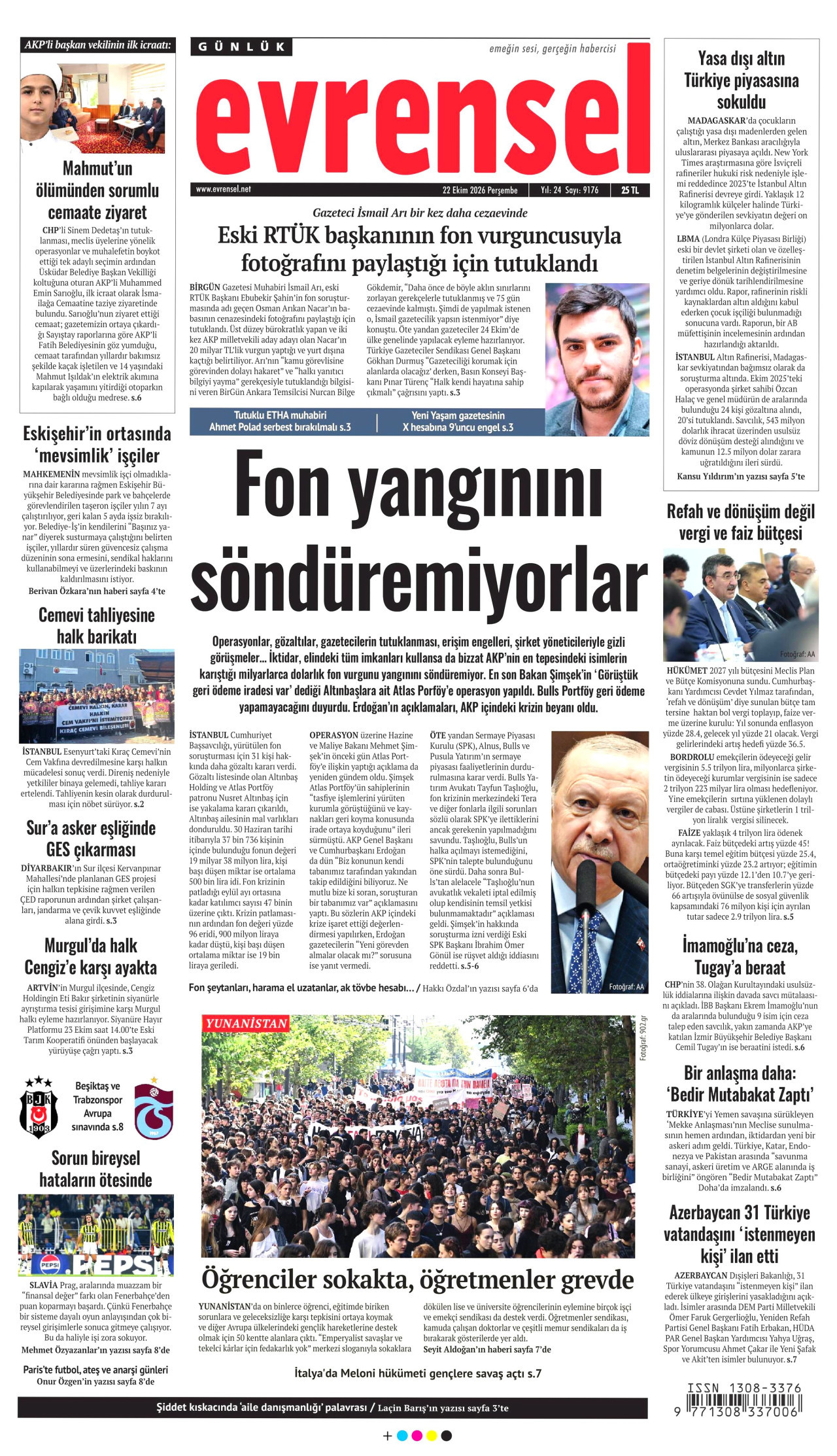 Evrensel Gazetesi gazetesi manşeti