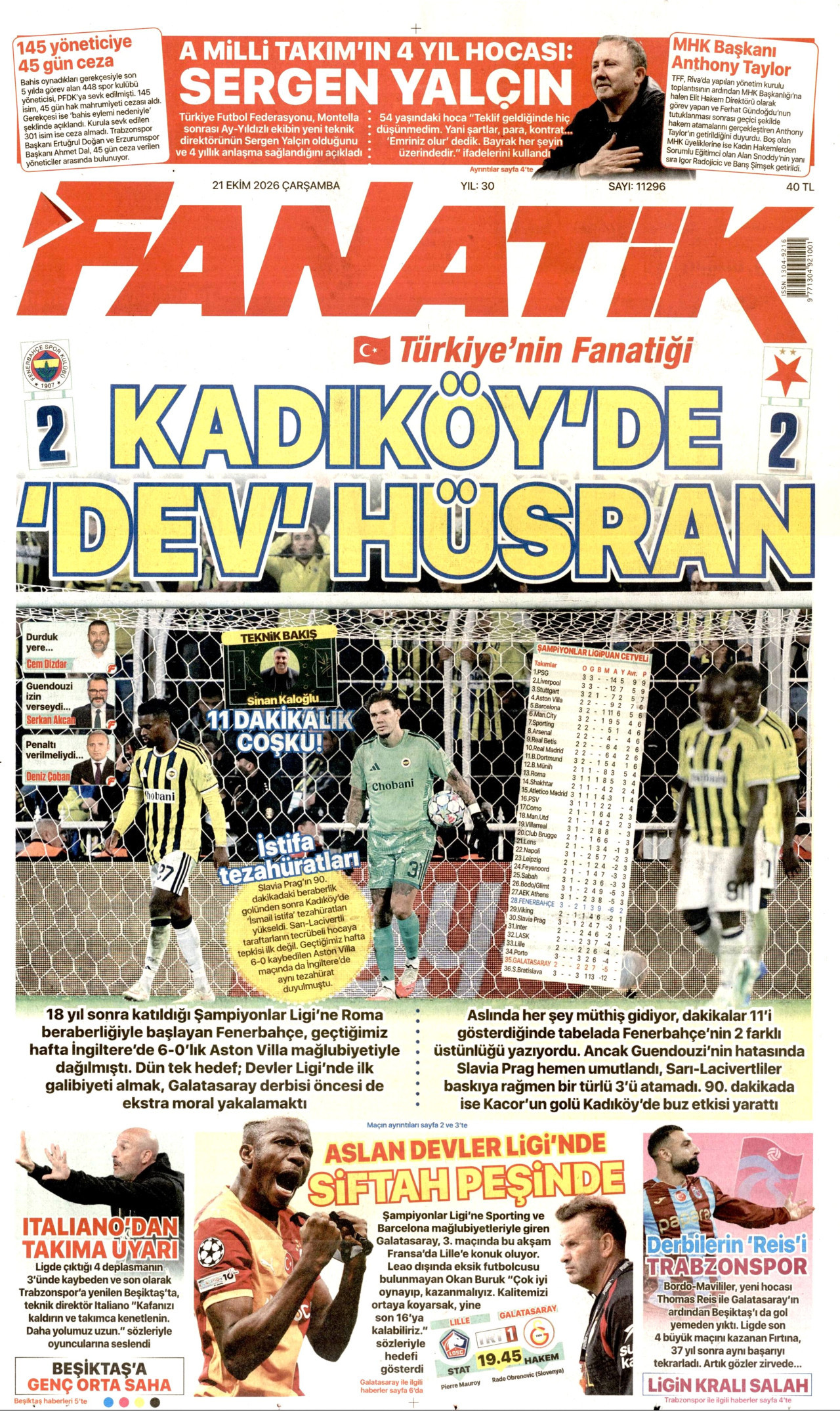 Fanatik Gazetesi gazetesi manşeti