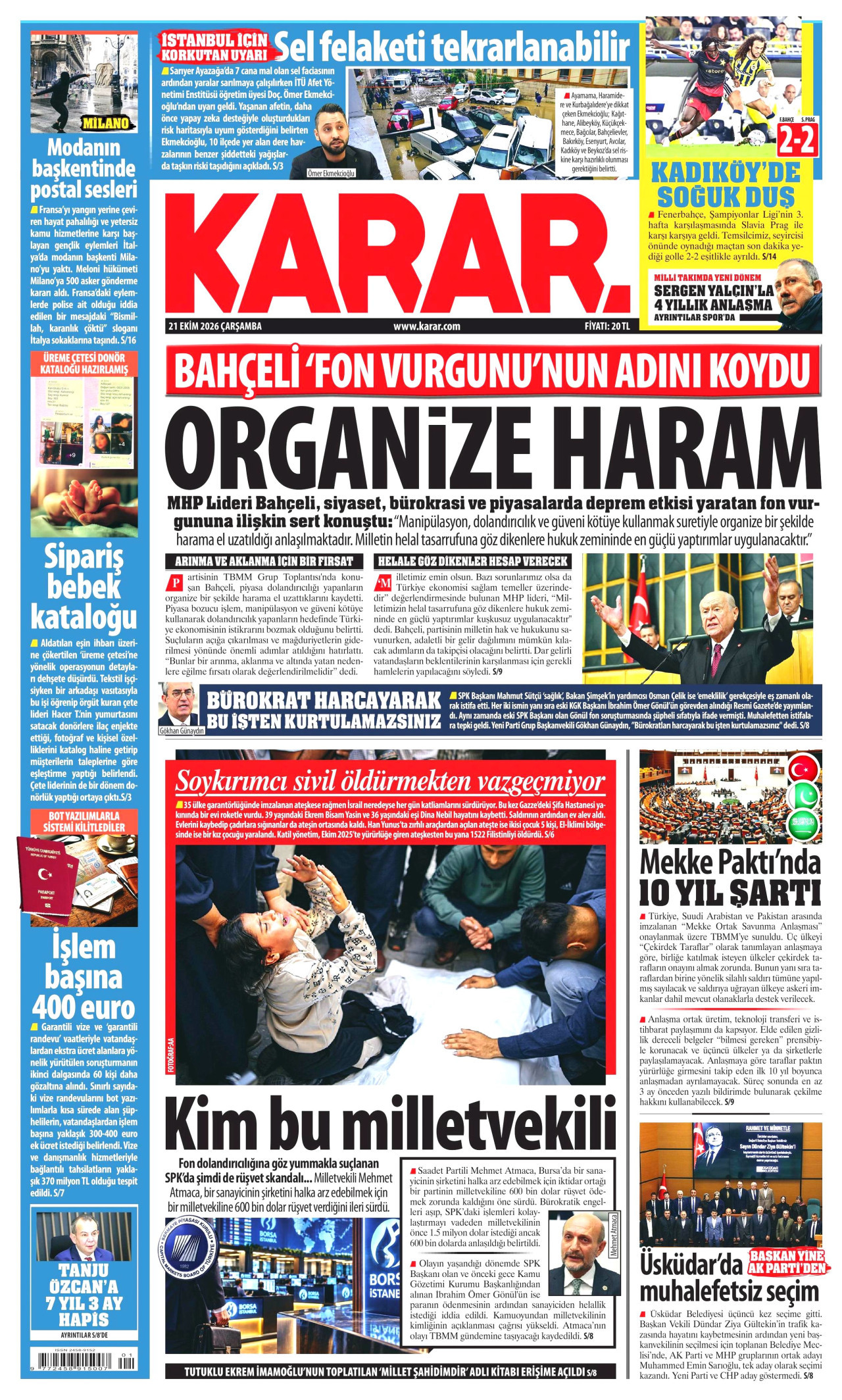 Karar Gazetesi gazetesi manşeti