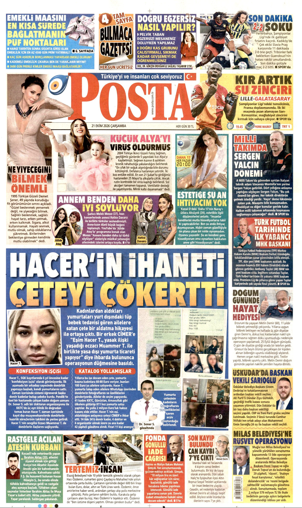 Posta Gazetesi gazetesi manşeti